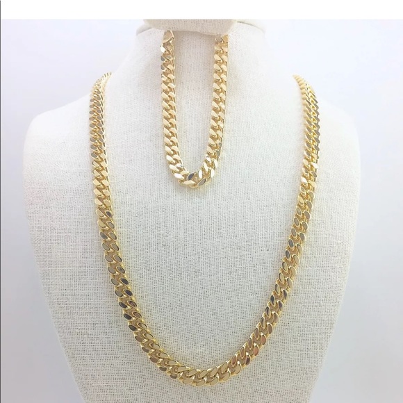 Men’s cuban link necklace & bracelet set